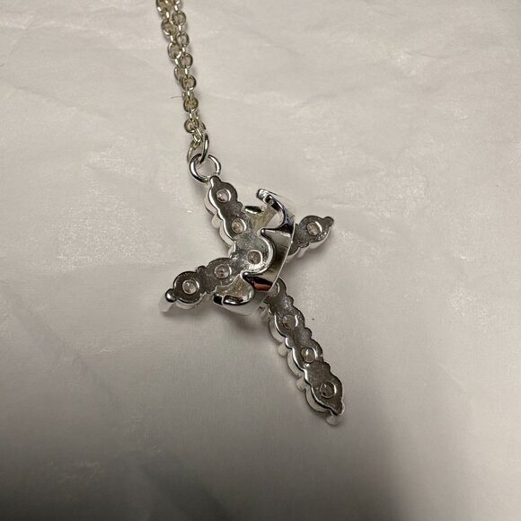 925 Sterling Silver Cross with Crown Necklace - Picture 4 of 4
